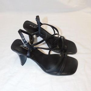 Aldo Square Open-Toe Black Heels (Size 6.5 Women's)